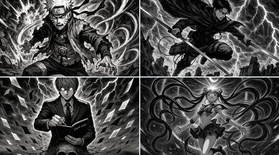 Highly Dramatic and Epic Black and White Manga-style Illustration of Your