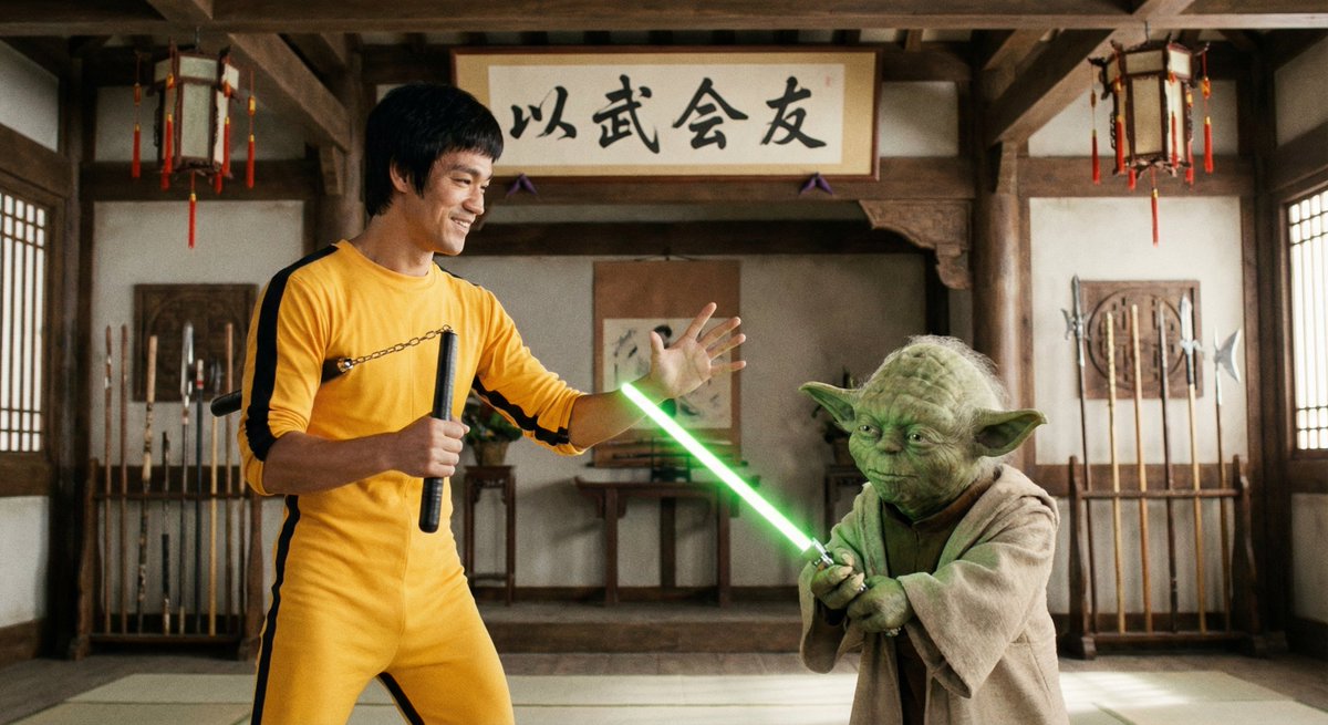 Bruce Lee vs Yoda Friendly Sparring