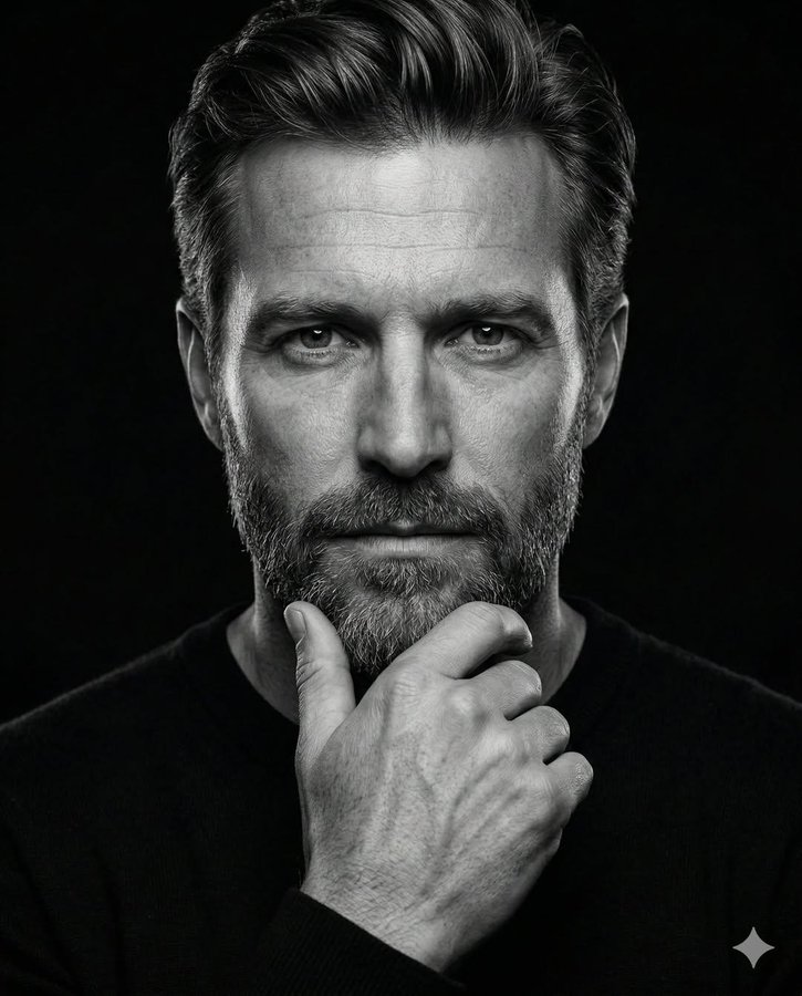 Black and White Thinker Portrait