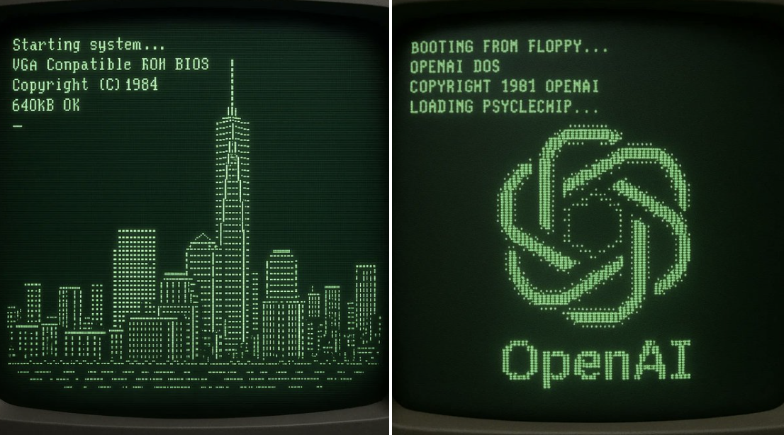 Retro CRT Computer Boot Screen That Resolves into ASCII-art of NYC's