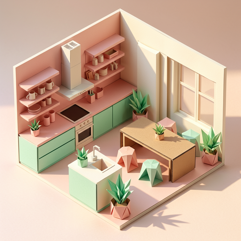 Origami Kitchen Cutaway