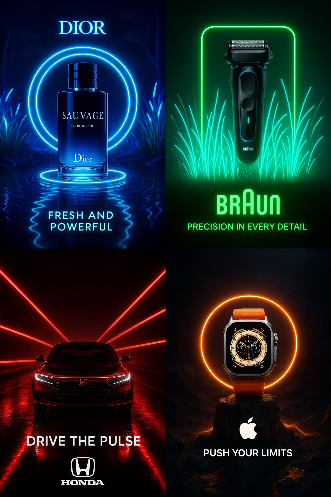 A Cinematic Advertisement for PRODUCT NAME Use Bioluminescent Neon Lighting That