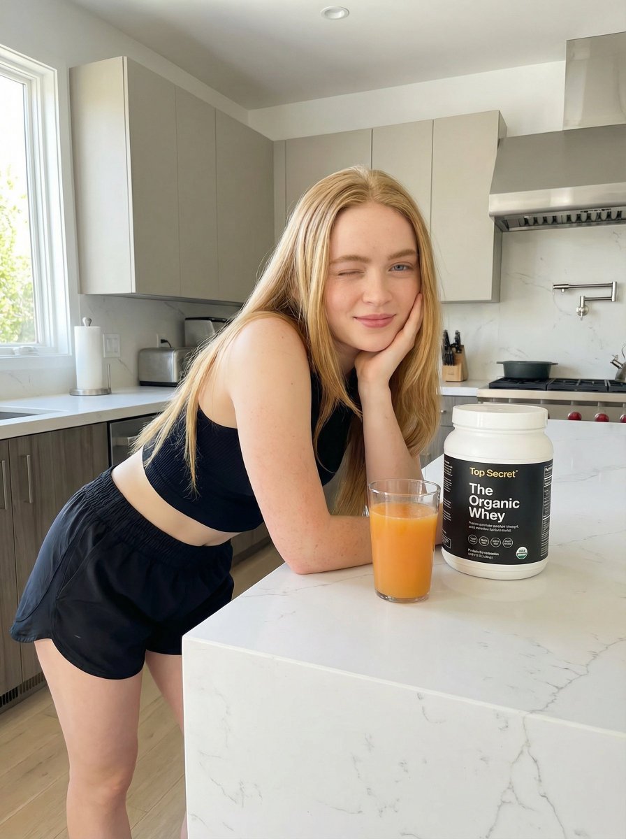 Sunny Kitchen Playful Fitness Girl