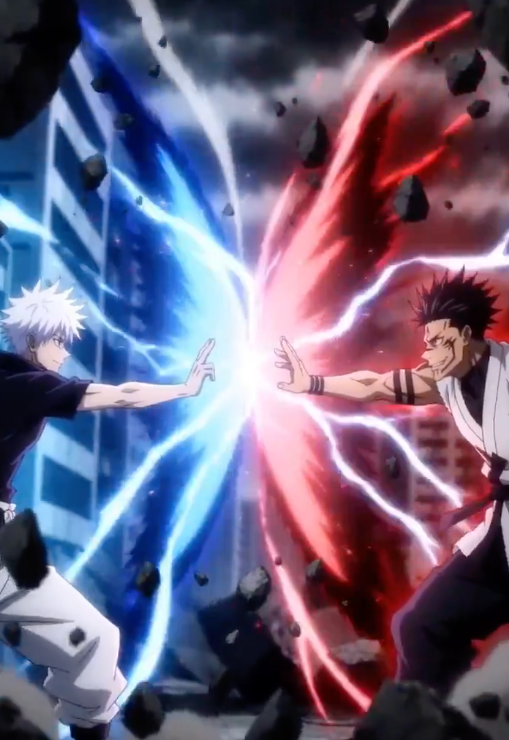 Red Blue Energy Clash Ruins Battlefield