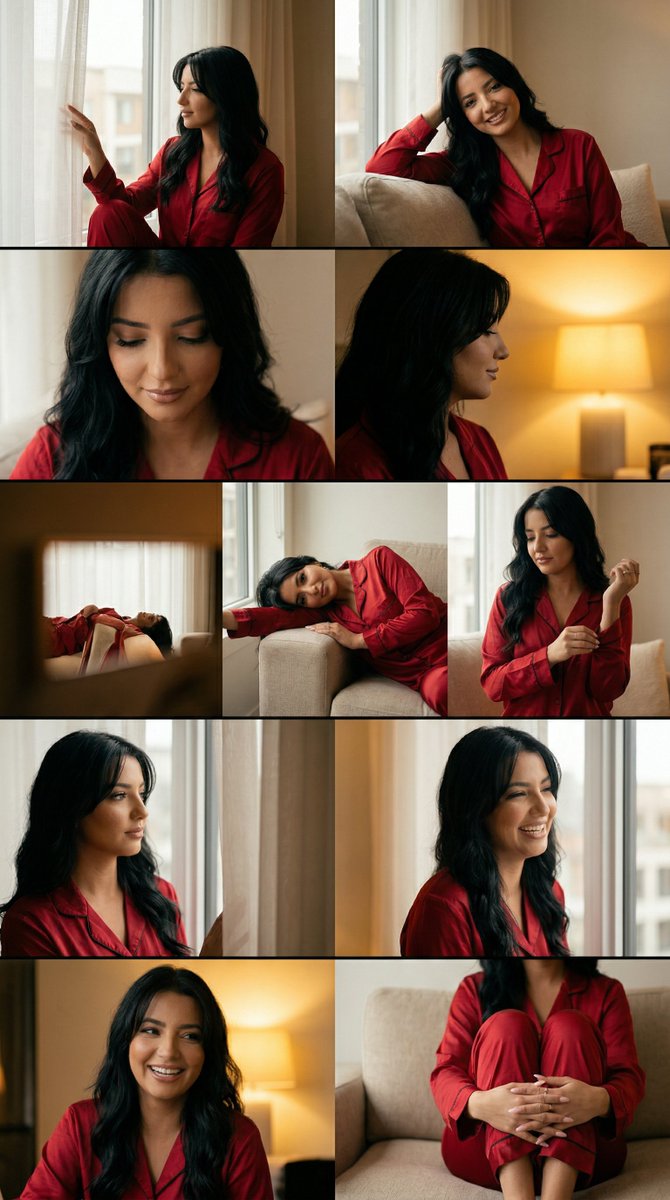 Elegant Red Silk Pajama Grid