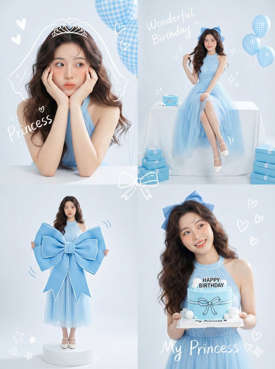 Dreamy Korean Idol Blue Birthday Collage