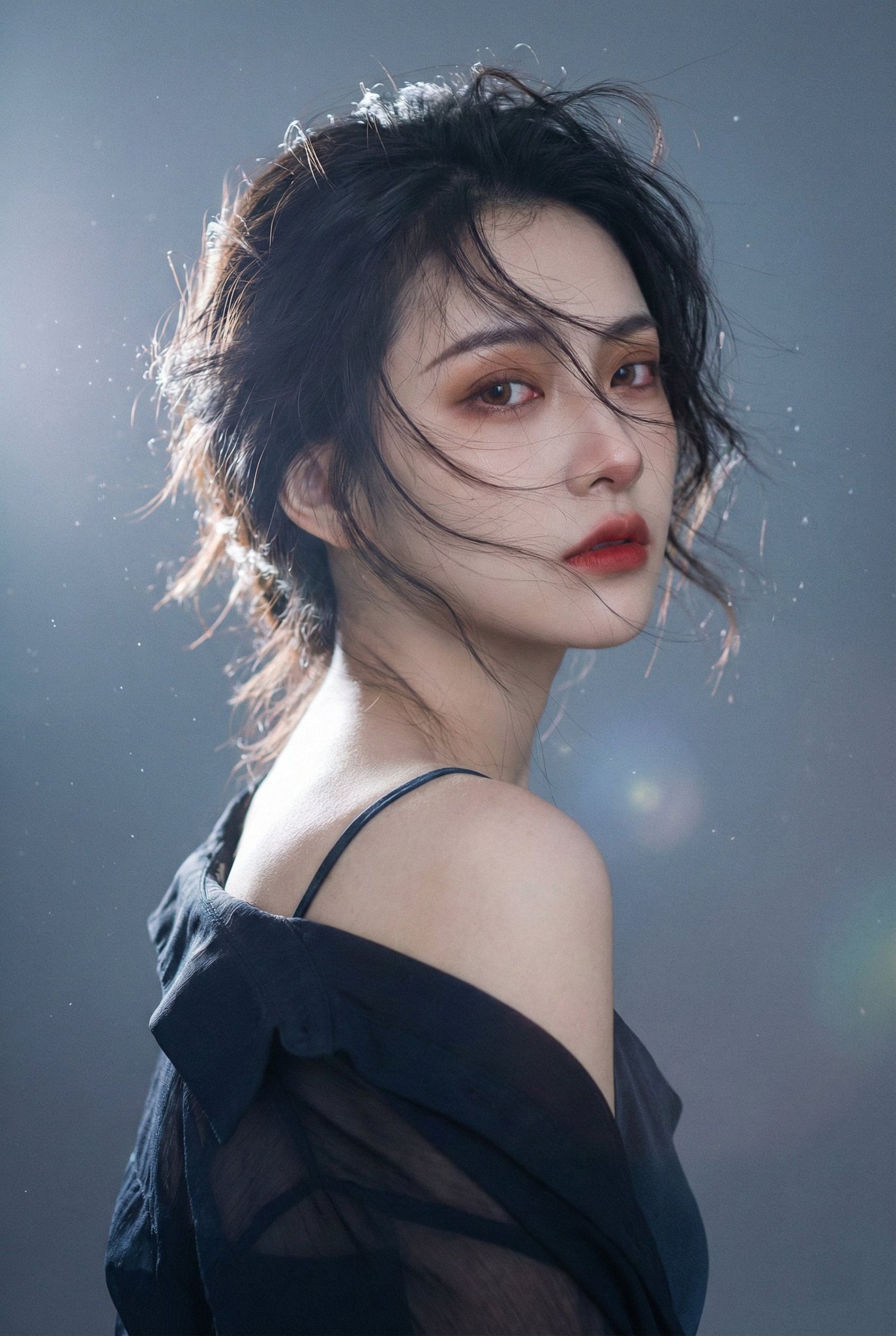 Portrait Photo of Windswept Hair and Solitary Eyes
