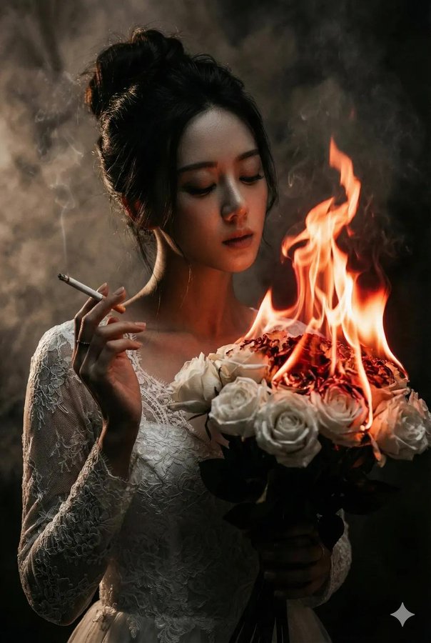 Fiery Bride Burning Roses