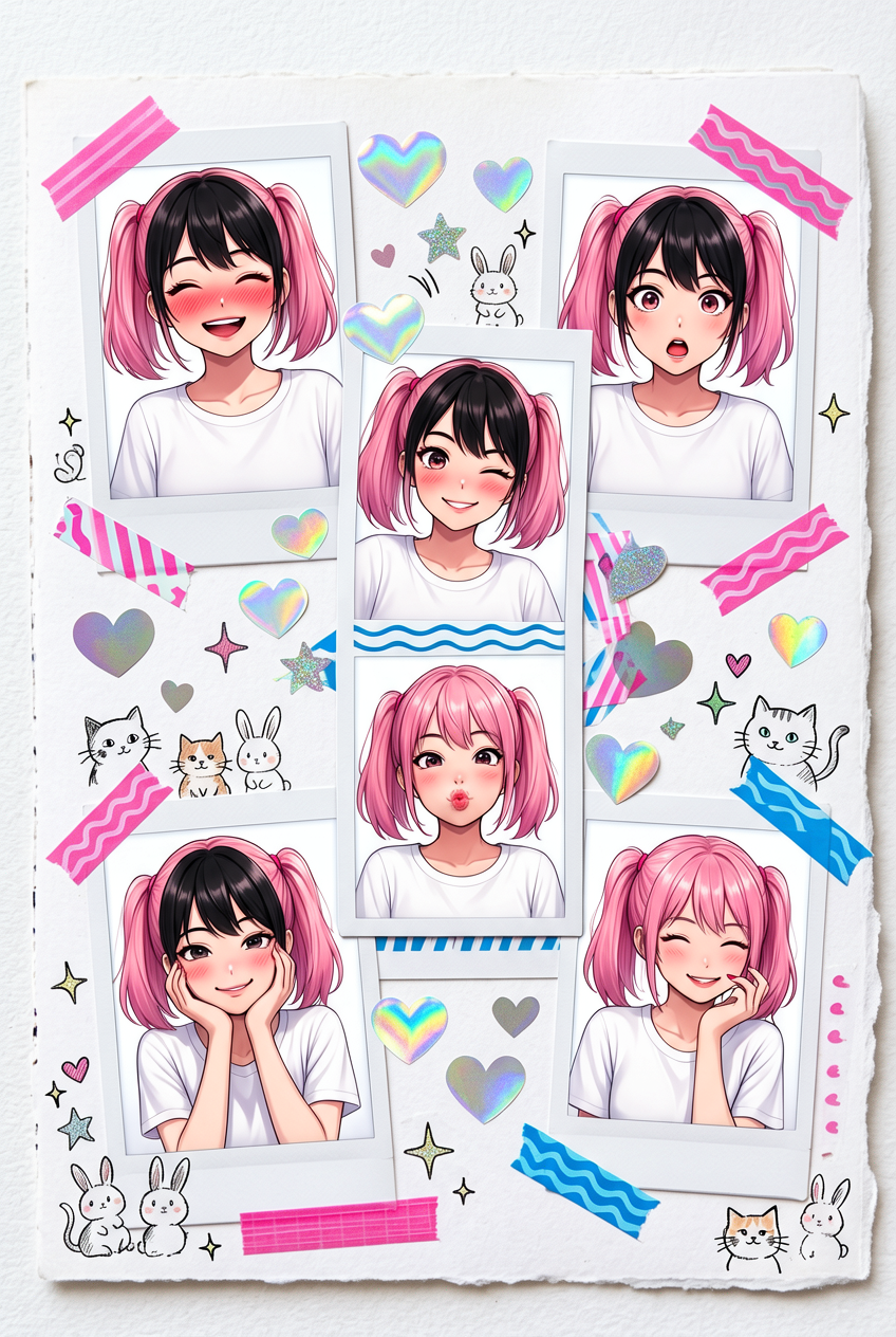 Kawaii Stylebook Collage with Polaroid Effect
