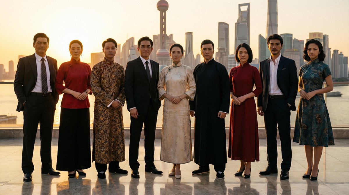Group Photo in Fame-Making Outfits on the Shanghai Bund