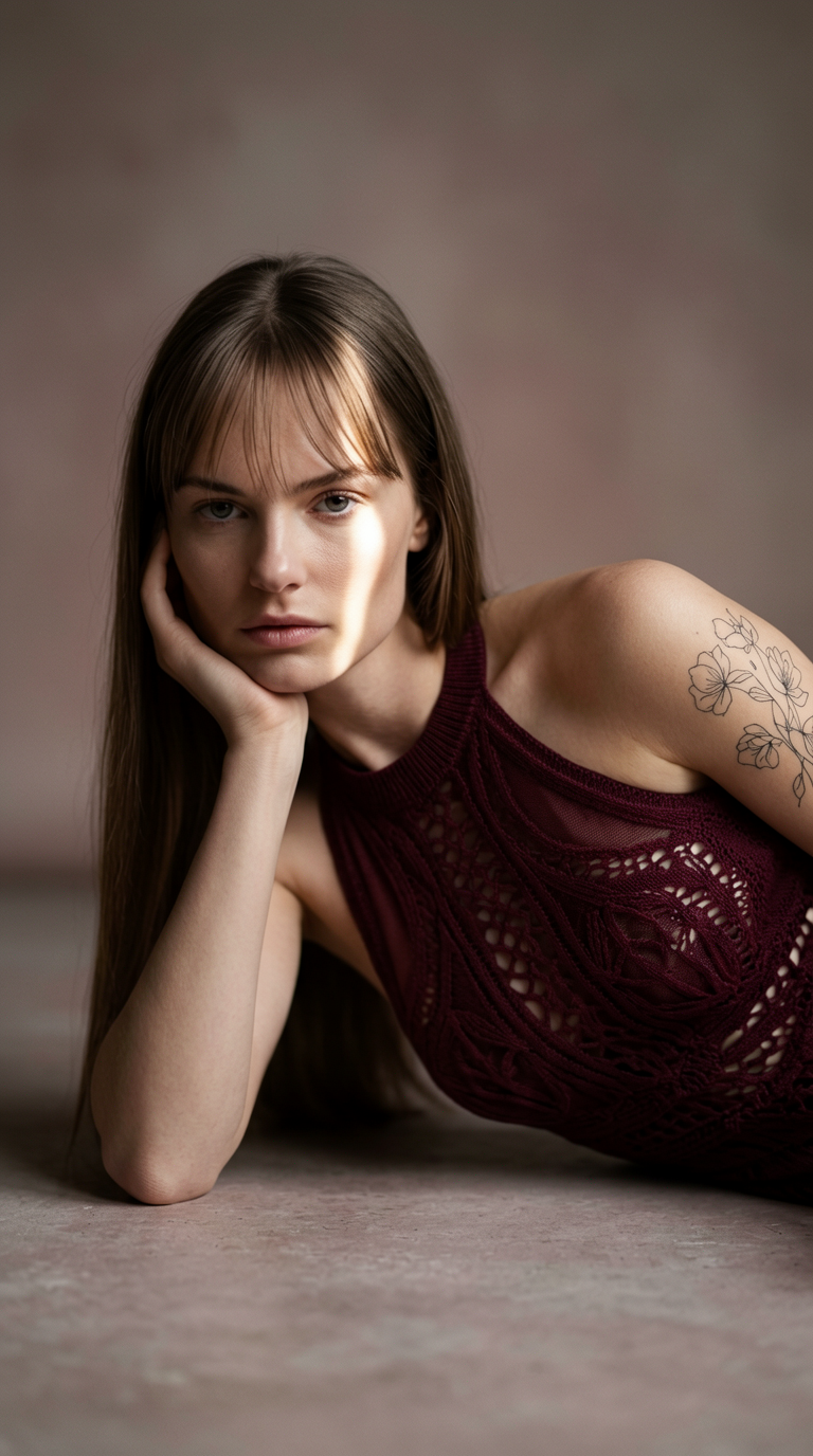 Burgundy Cutout Dress Fashion Editorial