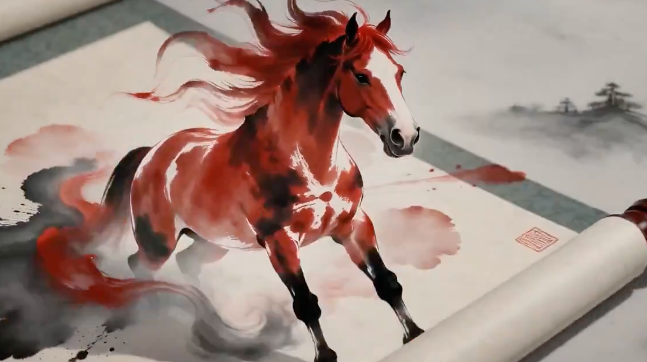 Oriental Ink Double Auspicious 3d Animation