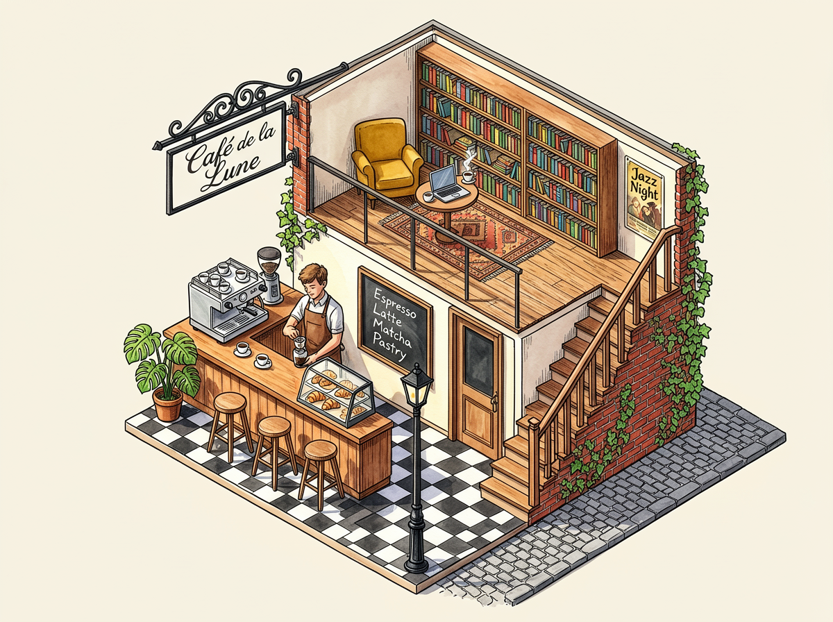 Hand-Drawn Isometric View