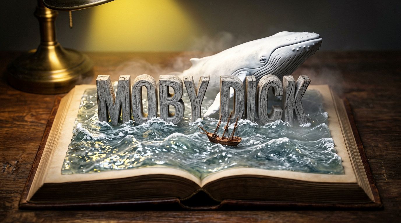Moby Dick Miniature Ocean Emerging from Book Pages