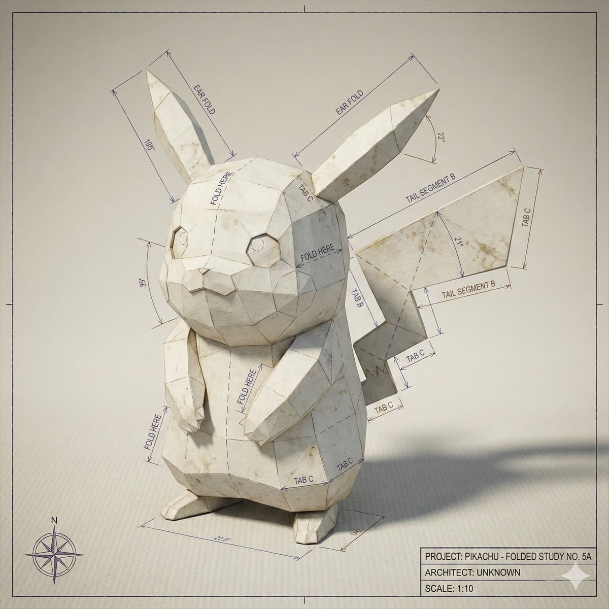 Hyper Detailed Origami Blueprint