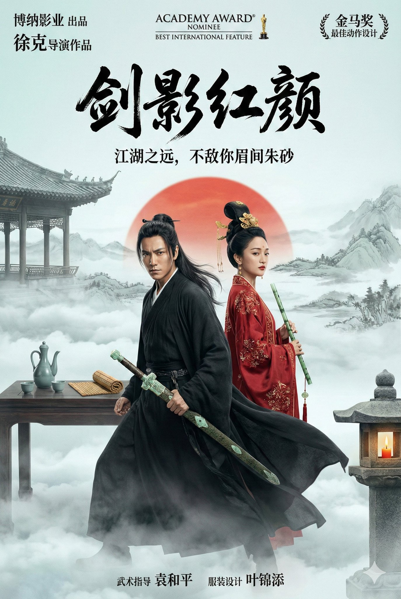 Eastern Wuxia Epic Poster: Sword Shadows and Beauty