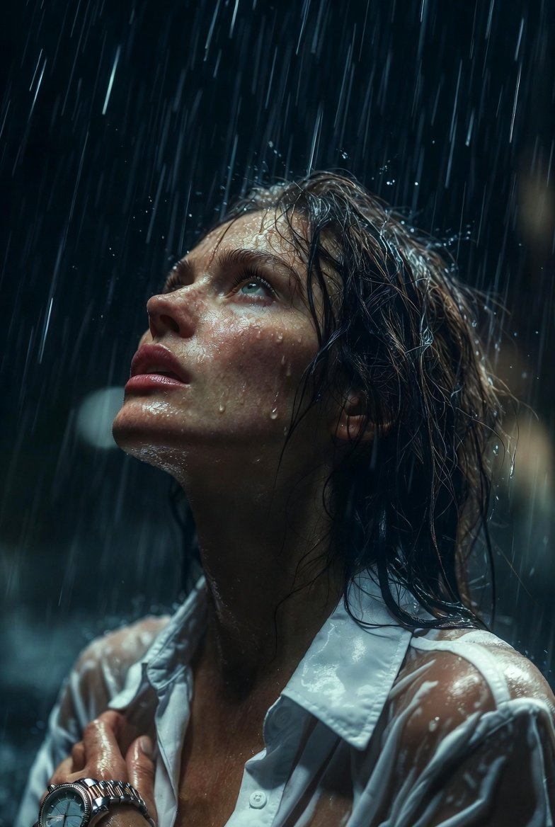 Rain Night Hyper Realistic Portrait