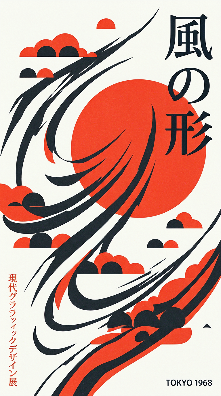 Modern Japanese Graphic Design Poster Prompt
