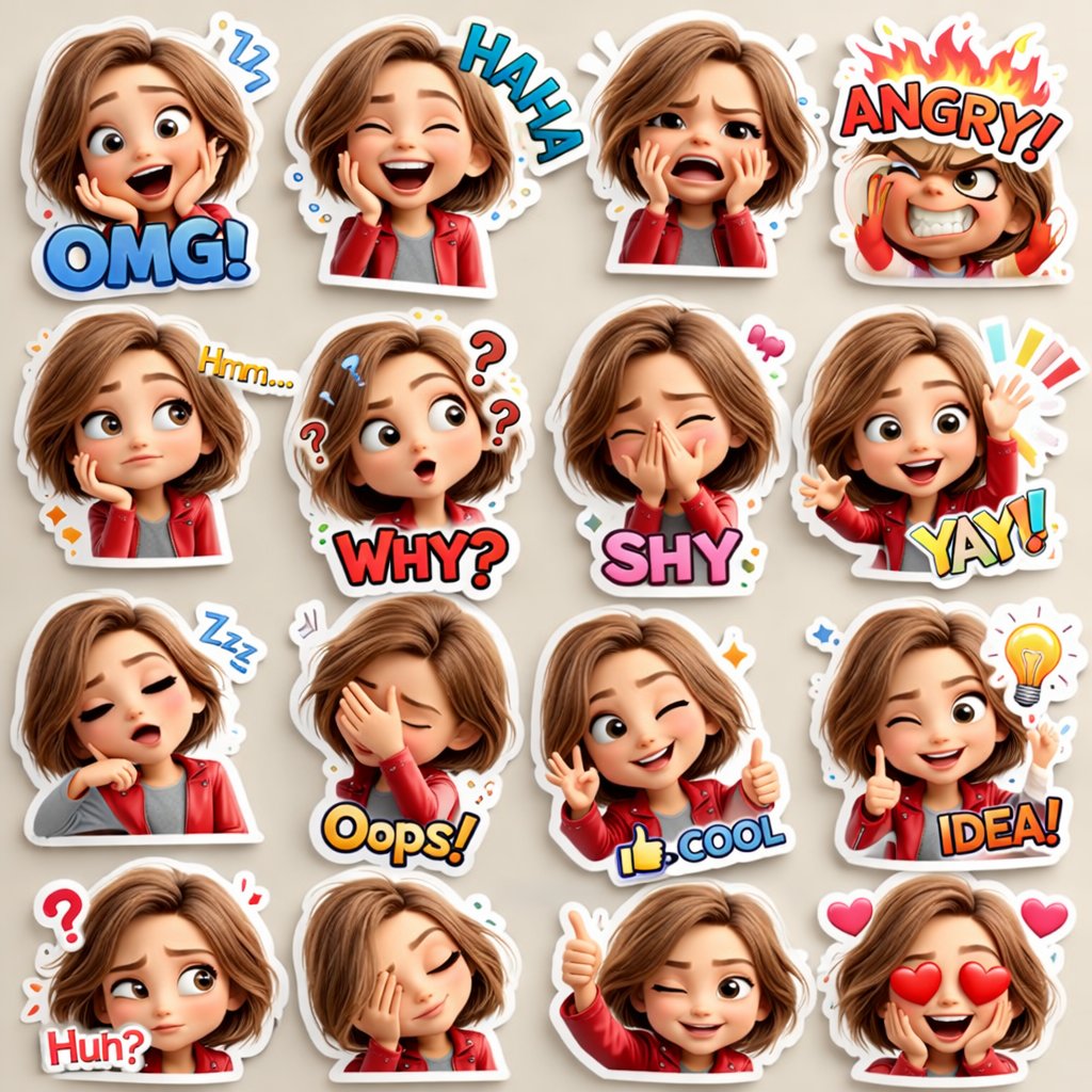Pixar Style 3d Cute Girl Stickers