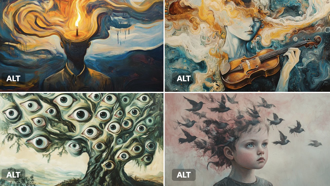 Surreal Oil Painting of a Subject Executed in the Style of