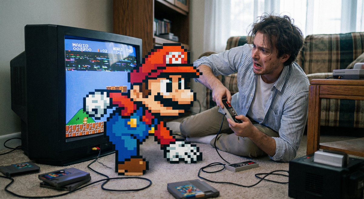 A Game Character Climbing Out of the TV into the Living Room
