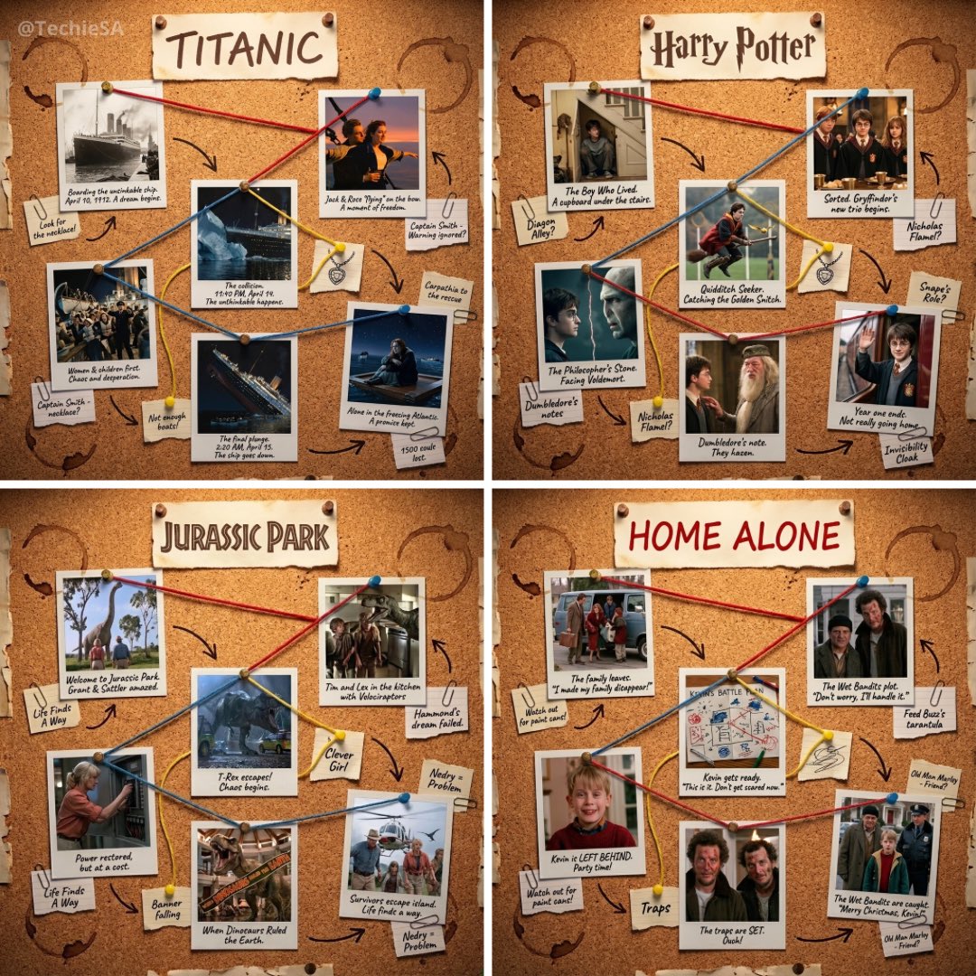 1080x1080 Cork-board Layout Telling the Story of MOVIE