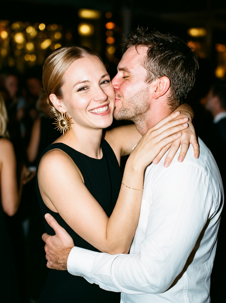 Night Party Couple Kissing Candid