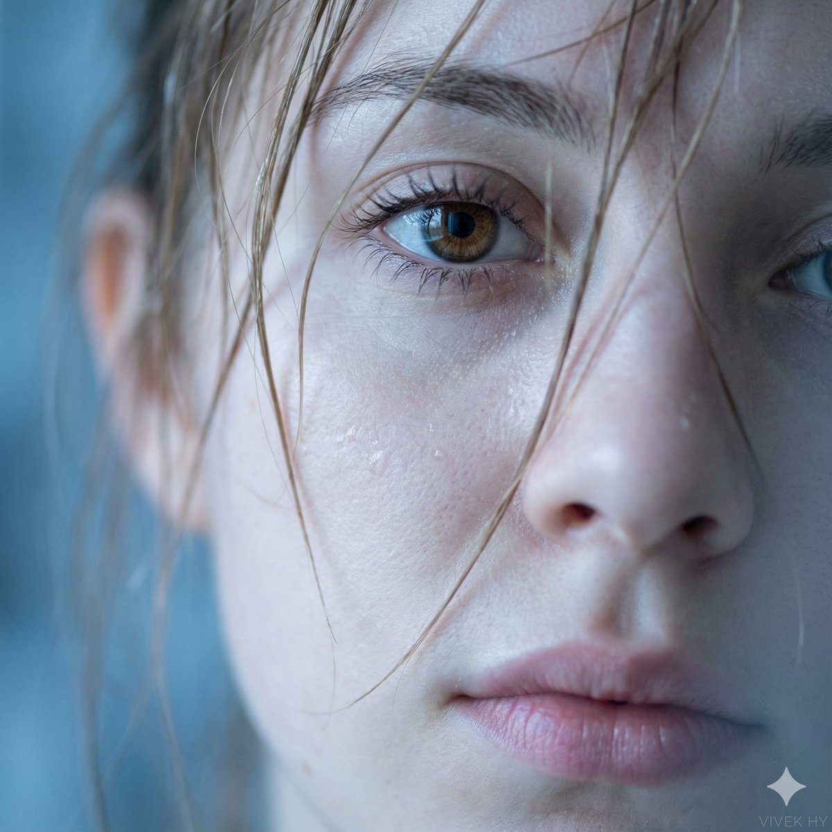 Ultra-Close Macro Portrait of a Woman's Face