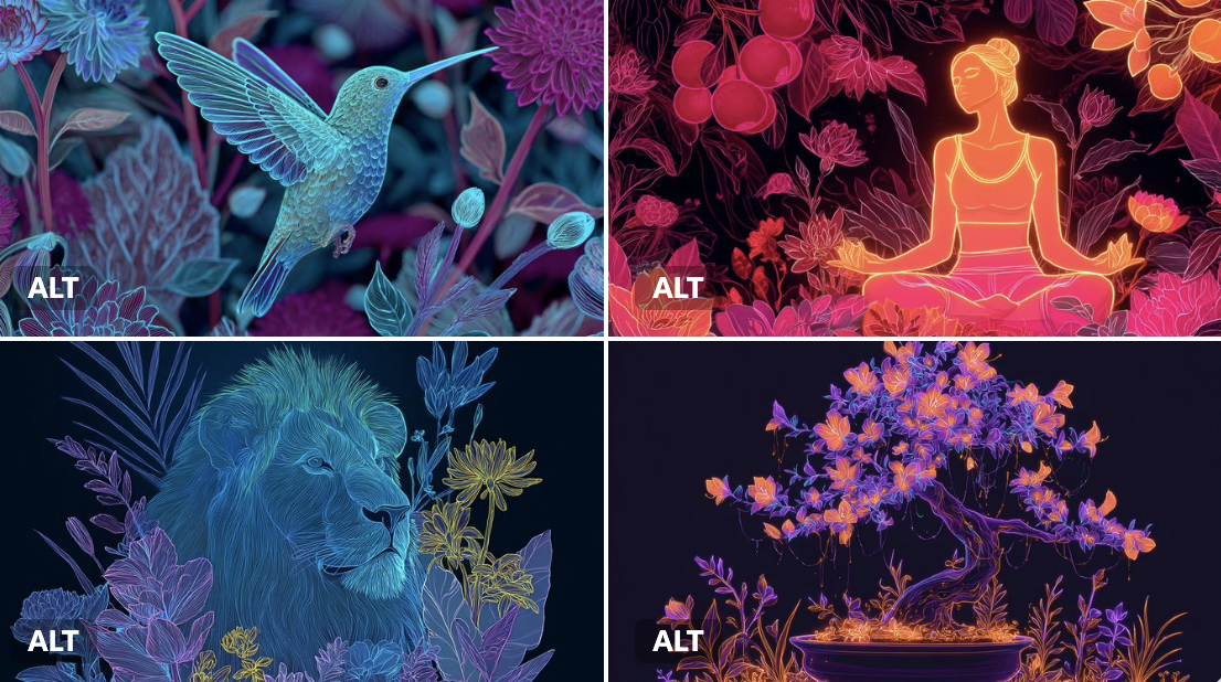 Neon Floral Harmony Illustration of SUBJECT
