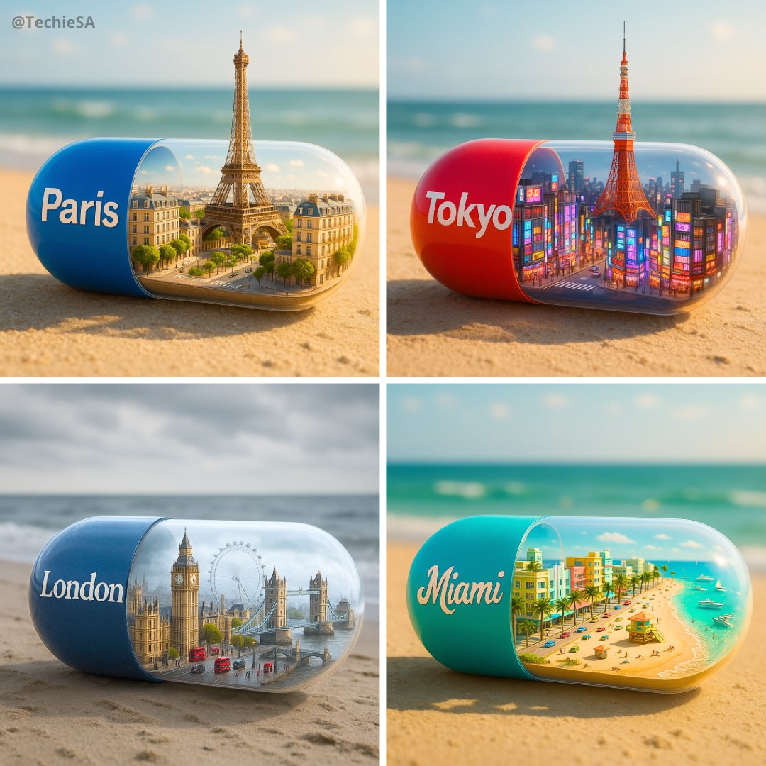 Vibrant Hyper-realistic Miniature of CITY Inside a Transparent Capsule Lying on