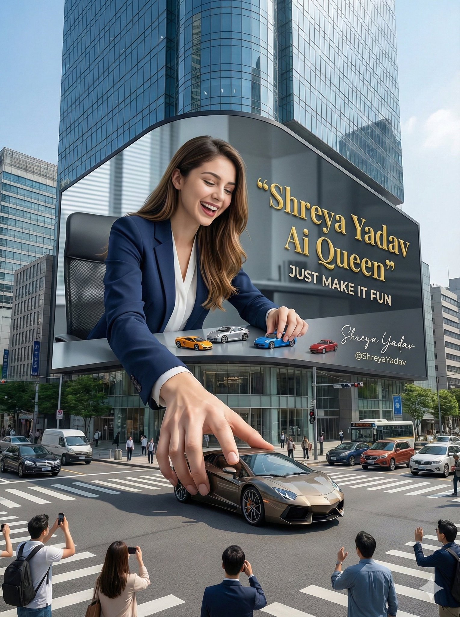 Giant Fashion Curve Edge 3D Anamorphic Billboard on the Side of