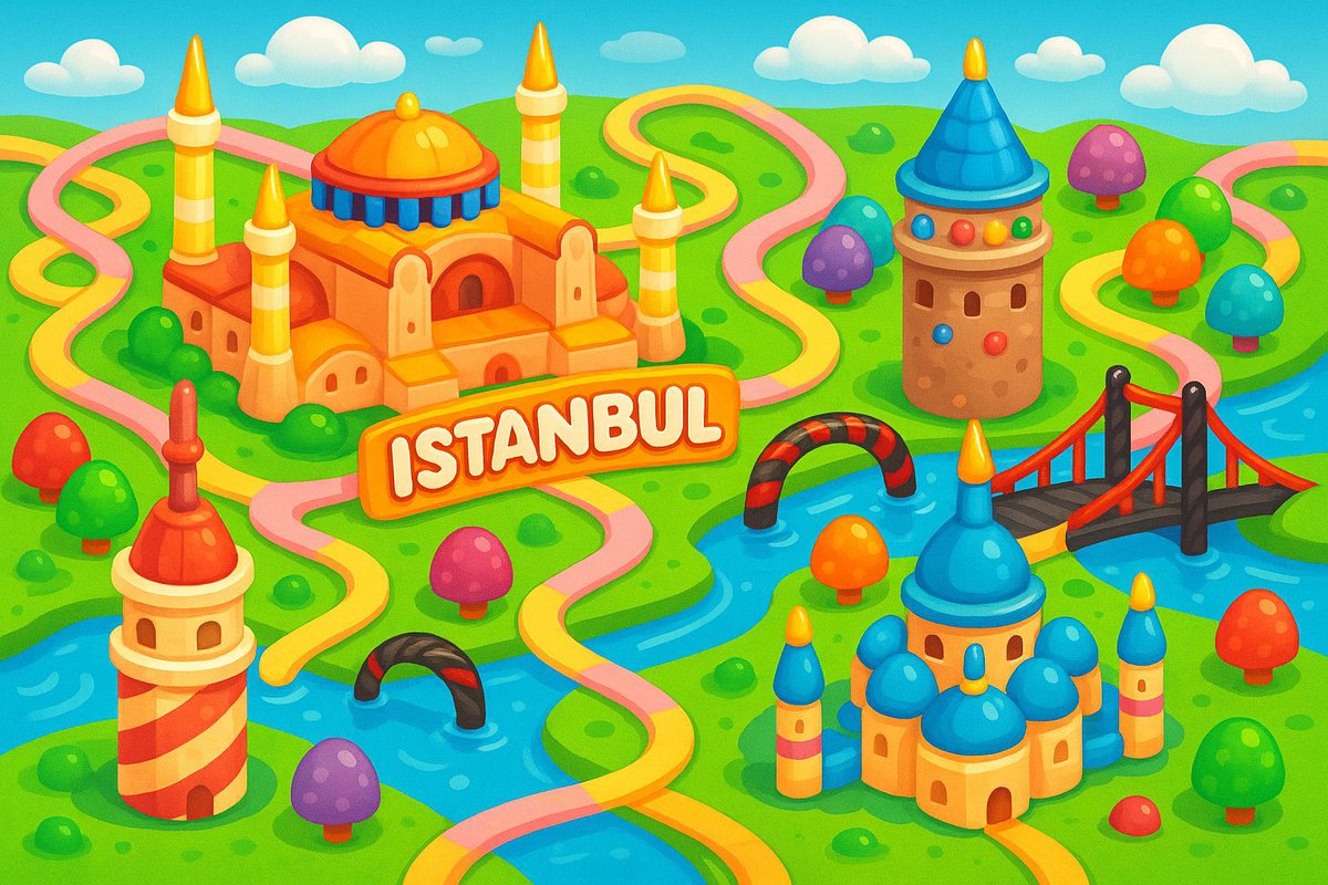 Colorful Playful 2D Map of City Name in the Style of