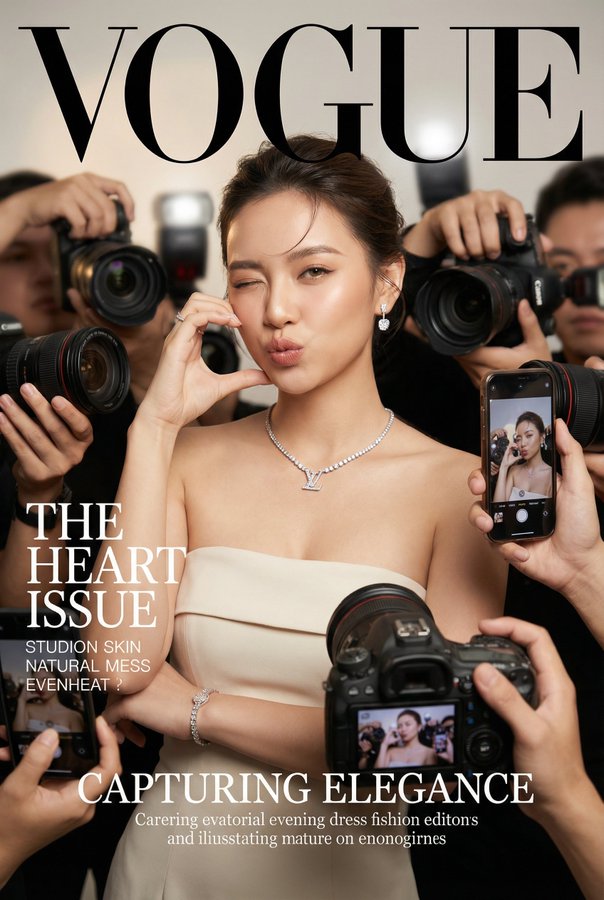 A Realistic Vogue Magazine Cover Style Fashion Portrait Using the Uploaded