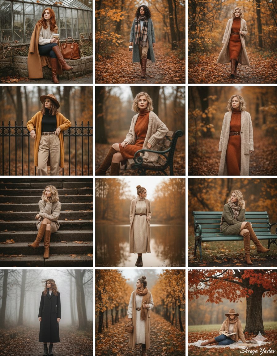 A High Resolution Autumn Fashion Collage Composed of 12 Separate Photos