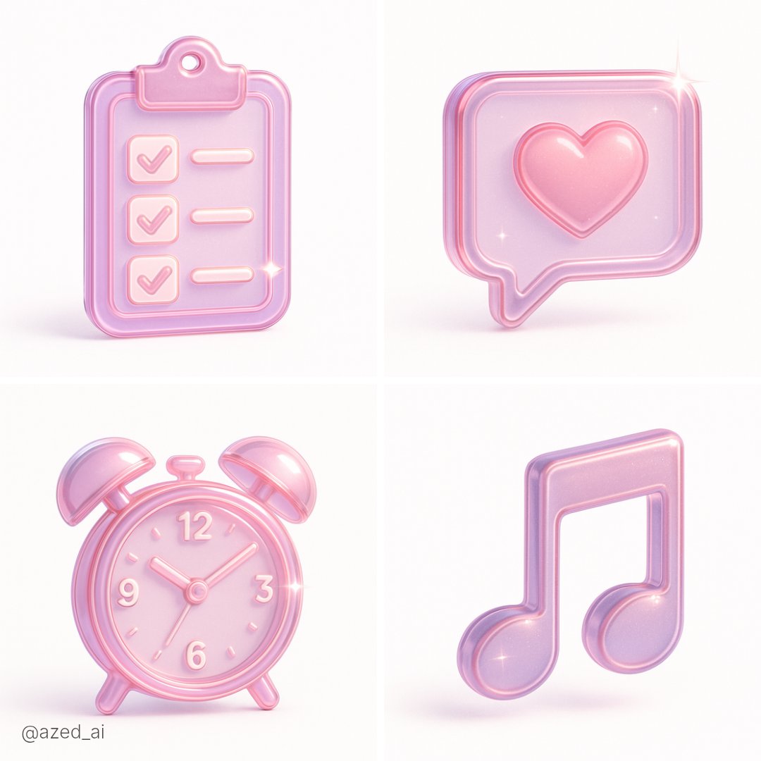 A 3D-rendered Icon of Subject in a Dreamy Translucent Glass-like Plastic
