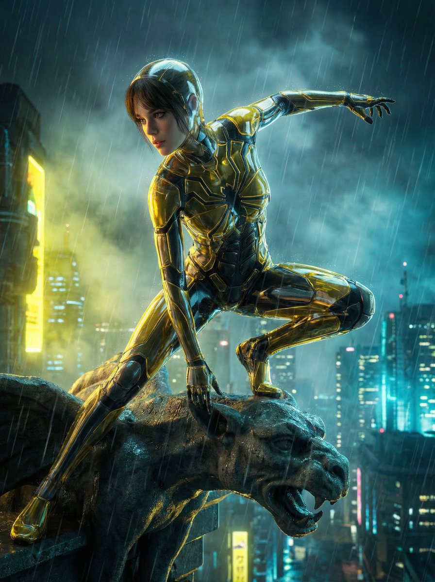 Rainy Neo Tokyo Neon Spiderwoman
