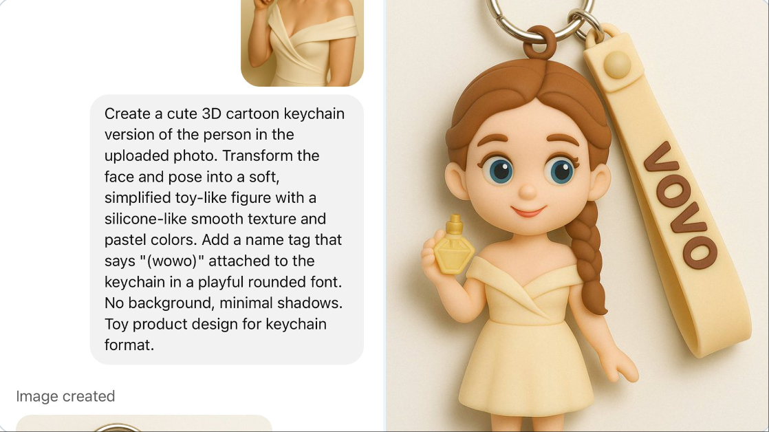 A Cute 3D Cartoon Keychain Version of the Person in the