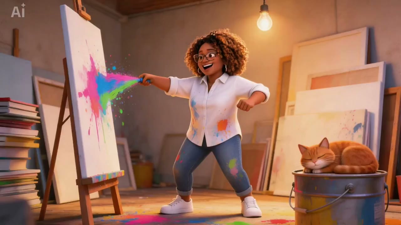 Neon Paint Splatter Art Moment