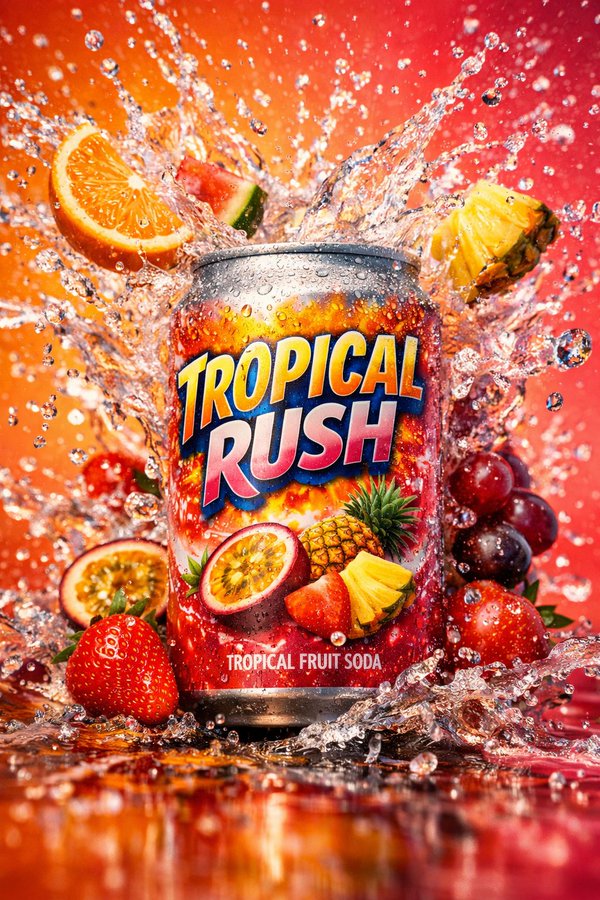 Vibrant Neon Soda Splash Poster