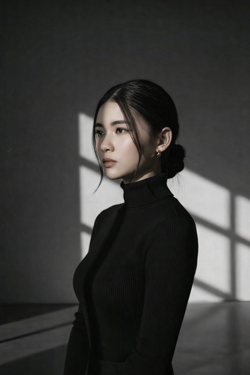 Geometric Light Black White Portrait