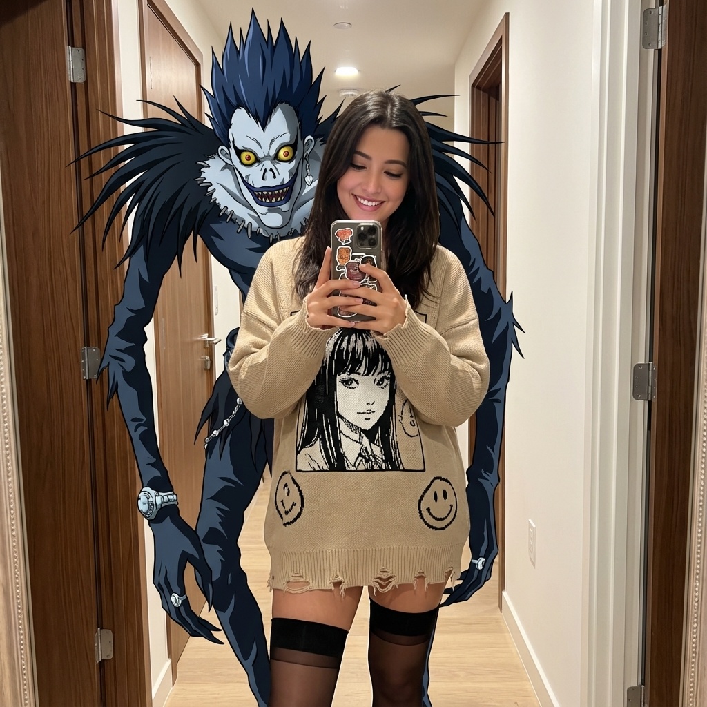 Image Request Goal Create a Gen Z Anime-core Streetwear Mirror Selfie