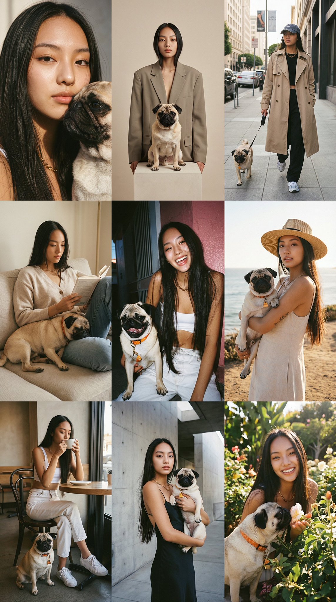 A Full Instagram-style 3 3 Grid Feed Composed of Nine Different