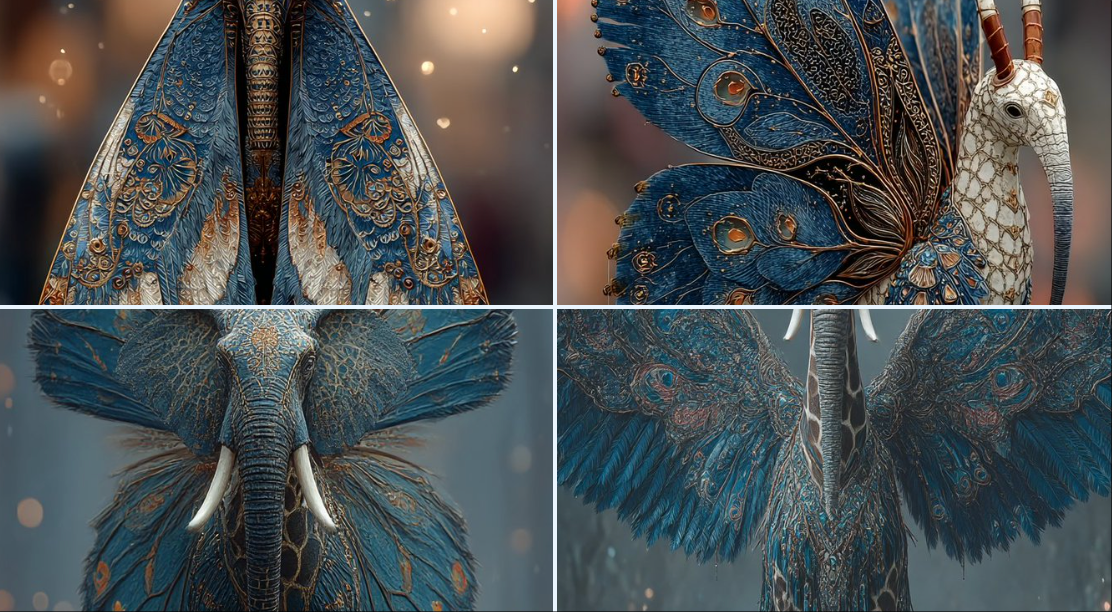 Highly Detailed and Surreal Depiction of a Mythical Bird Creature