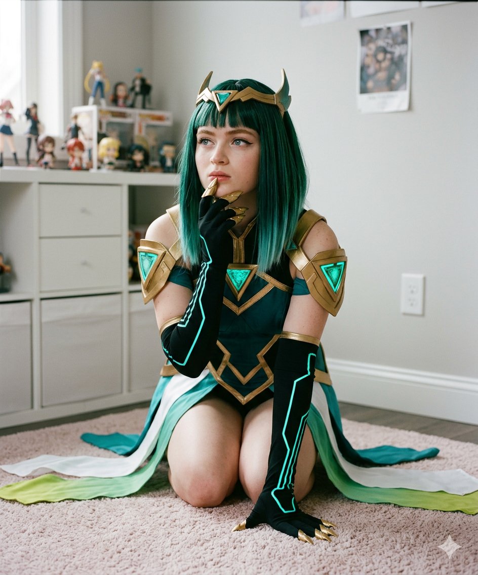Hardcore Sci Fi Cosplay Girl in Bedroom