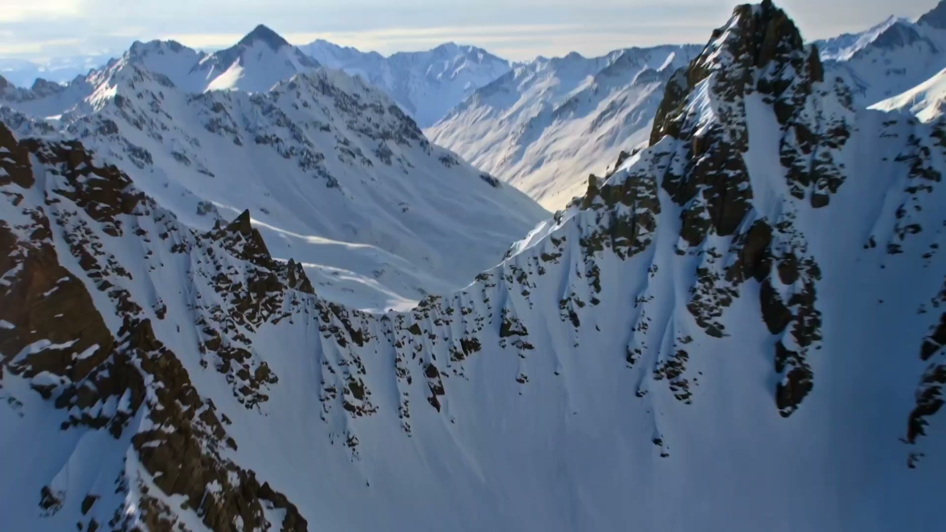 Avalanche Chasing Train Aerial Shot