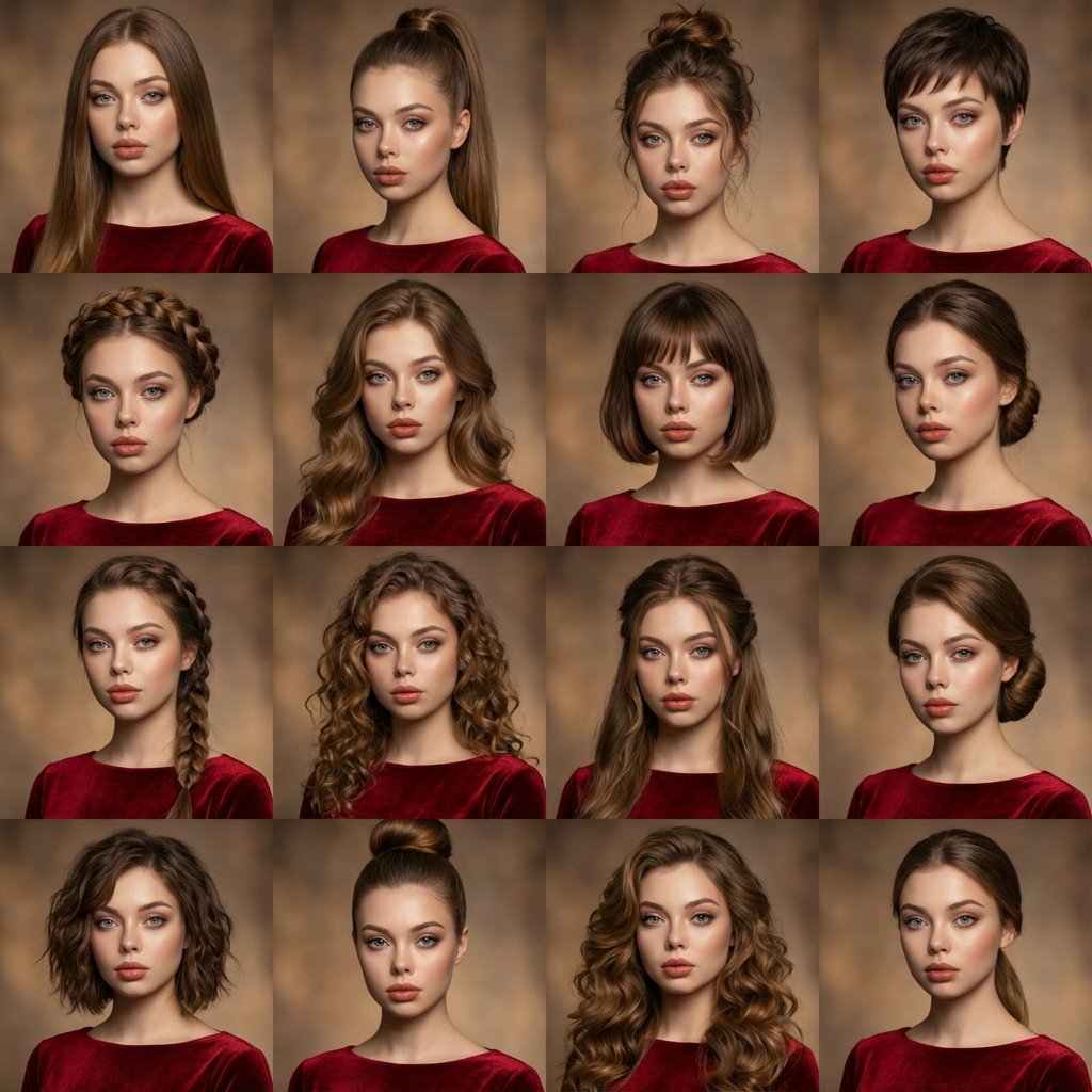 Same Face Hairstyle Grid