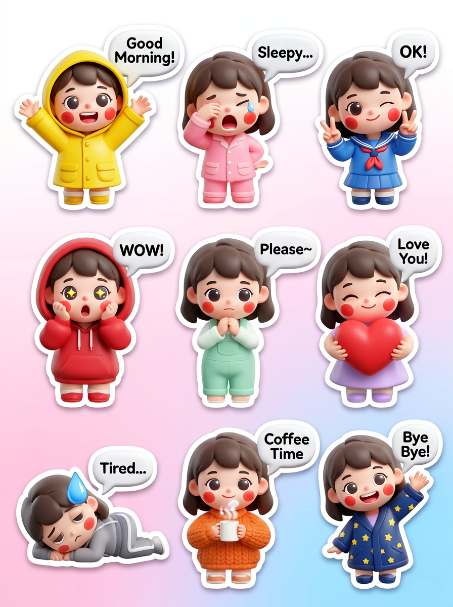 Nine-Grid Chibi Stickers