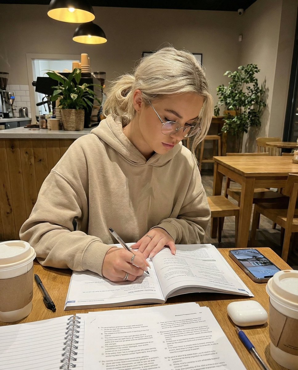 Studying in Warm Cafe