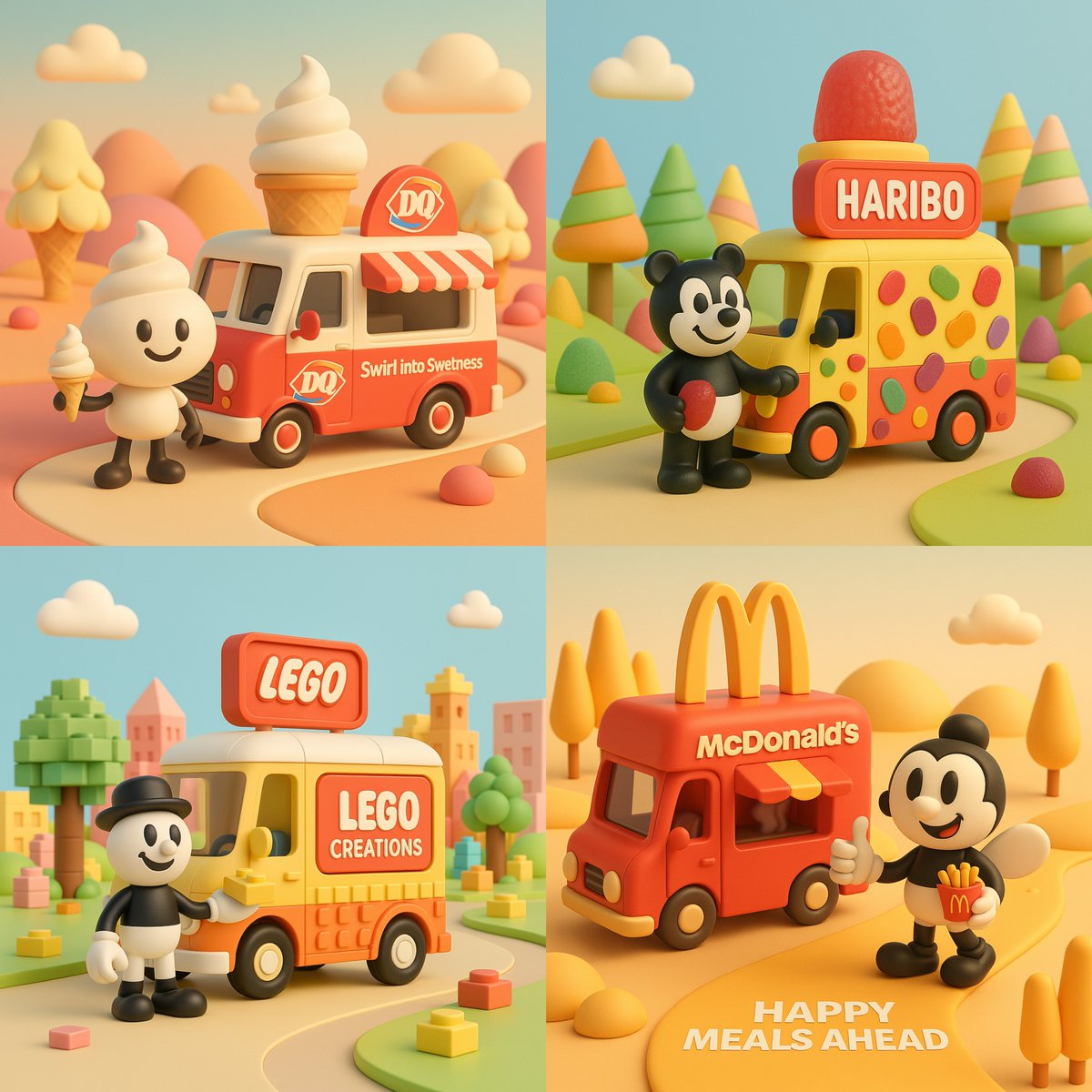 3D-rendered Digital Illustration Featuring a Retro-style Food Truck Inspired by the