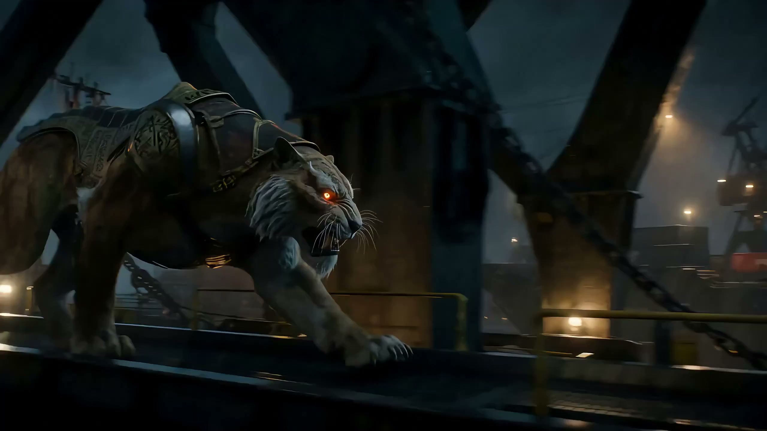 Stalking Armored Sabertooth Rainy Night